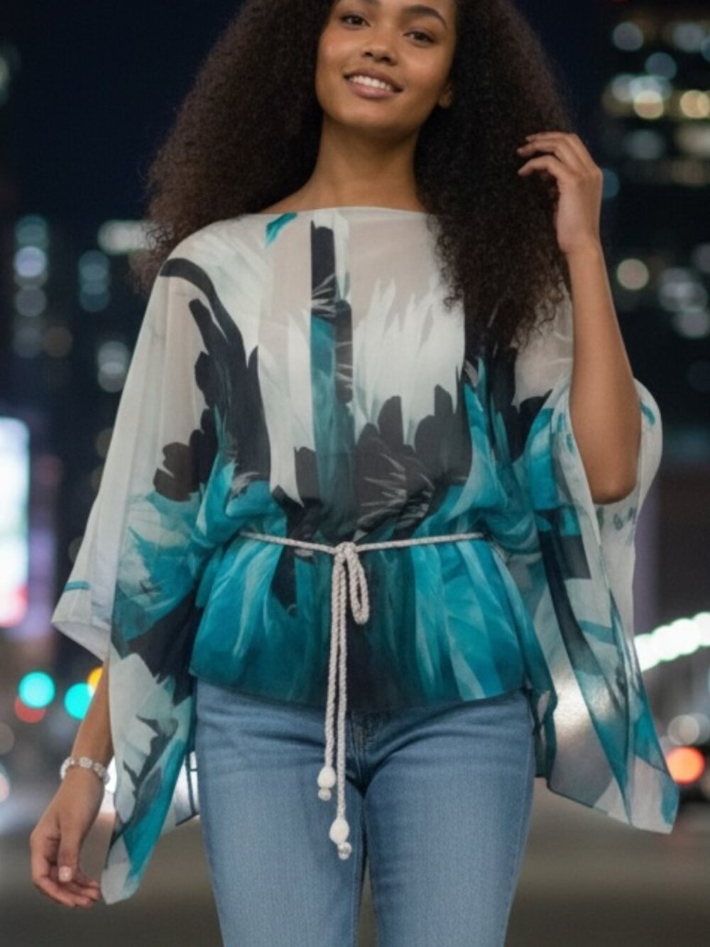 Roberto Cavalli Tunic Silk Belted Floral Blouse